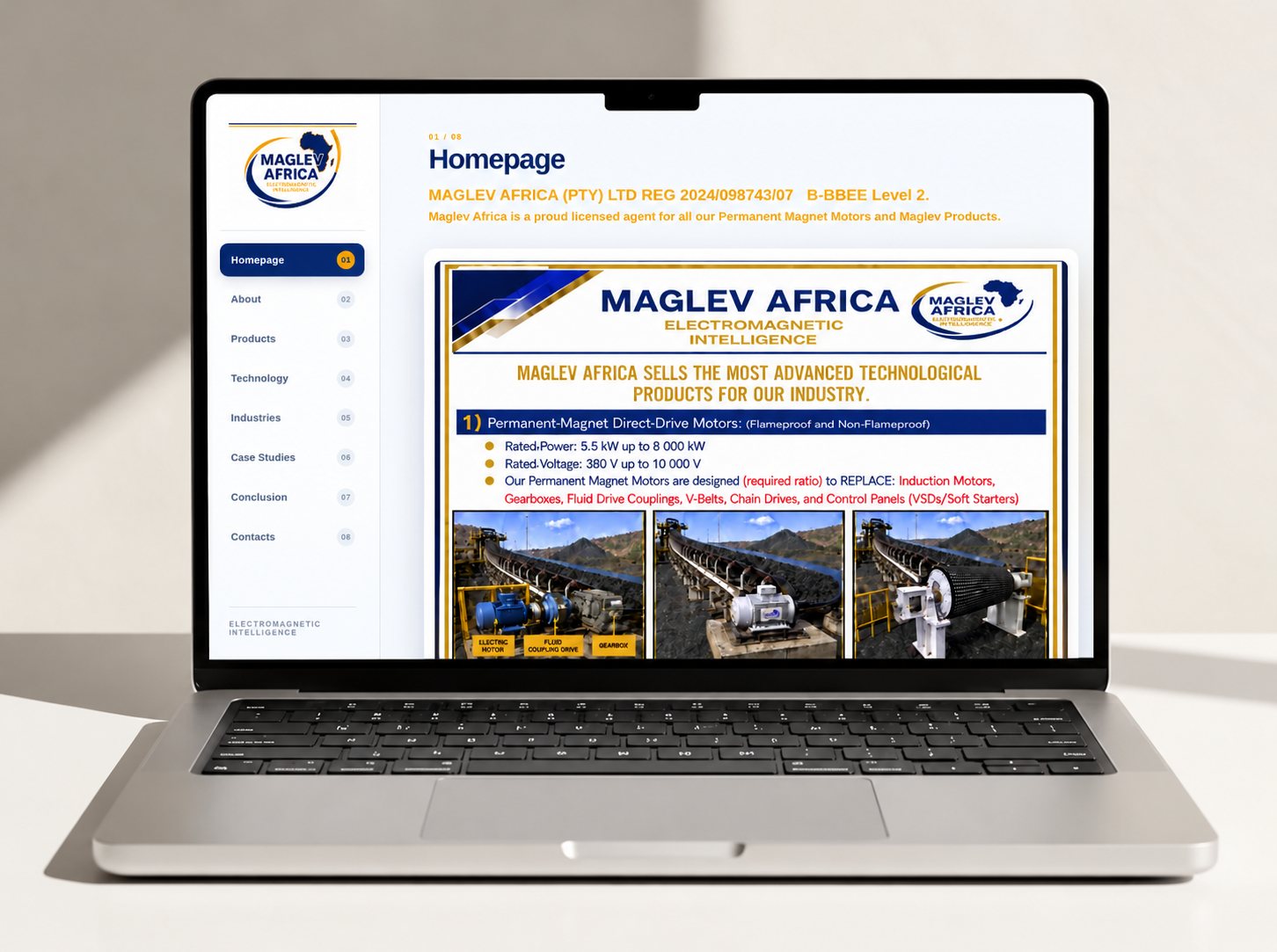 Maglev Africa website shown on a laptop